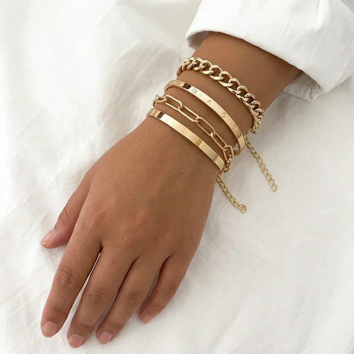 Mika Mercer Armband Set | Vitt Guld