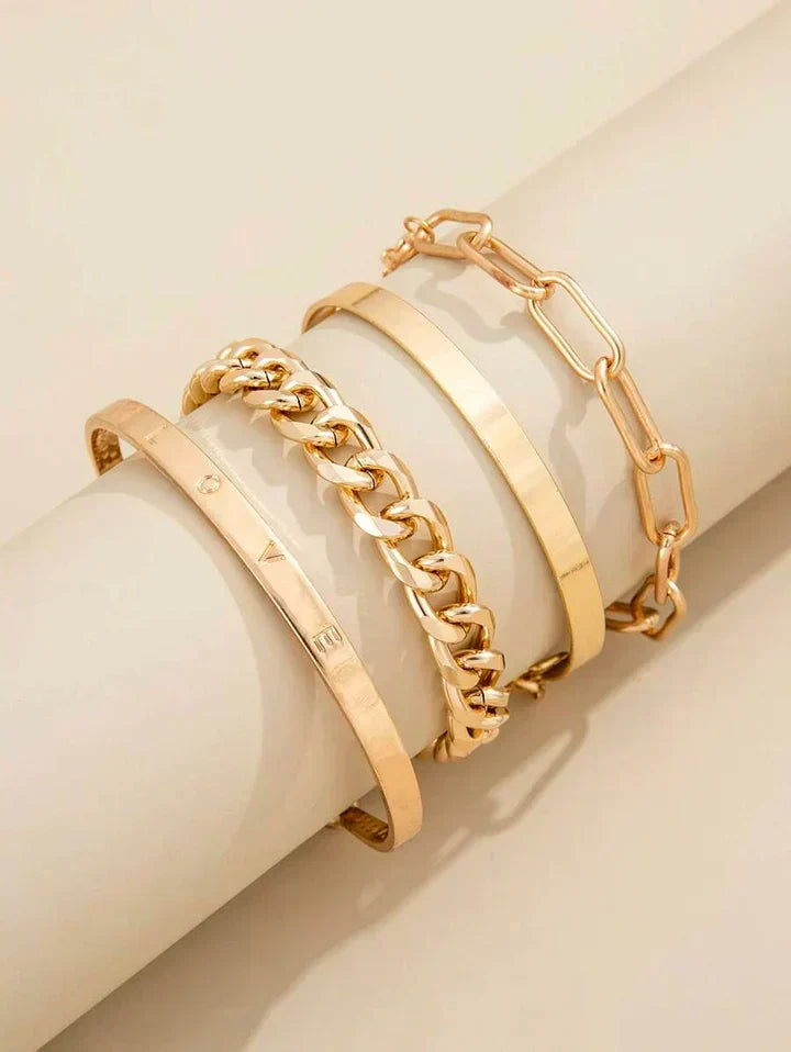 Mika Mercer Armband Set | Vitt Guld