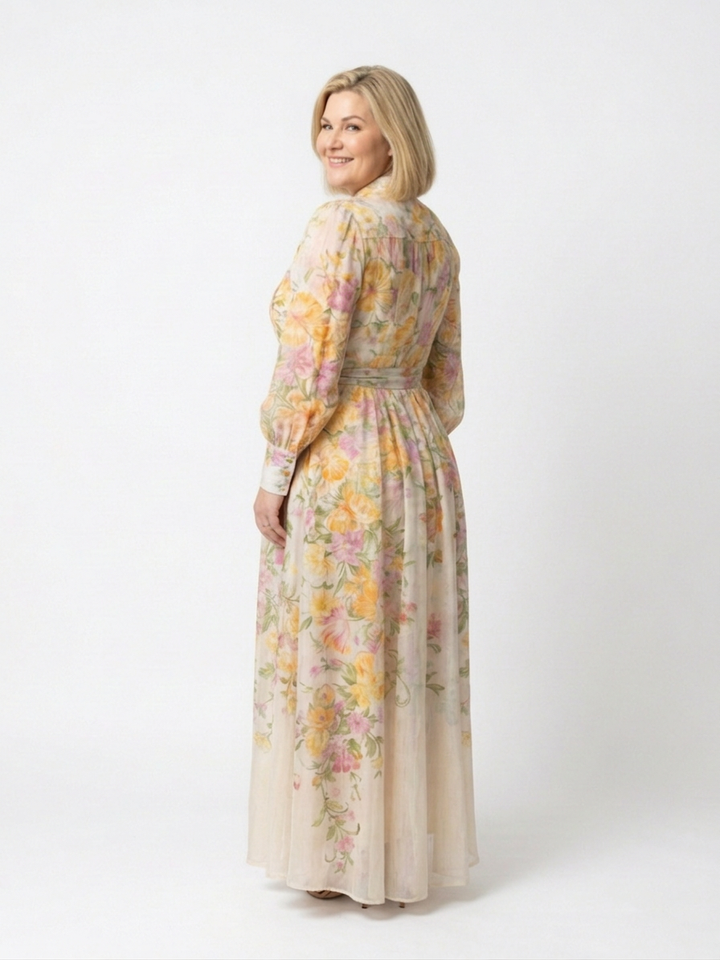 Sunniva | Blommig Genomskinlig Maxiklänning